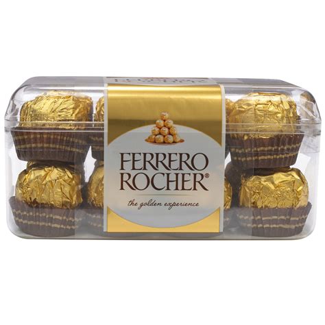16 delicious Ferrero Rocher, ideal gift for your loved ones ; A delicious crunchy whole hazelnut with a creamy rich filling, all encased in a crisp wafer shell covered with milk chocolate and gently roasted hazelnut pieces ; Elegant golden wrapper and paper cup make Ferrero Rocher even more unique and special. . Walmart ferrero rocher